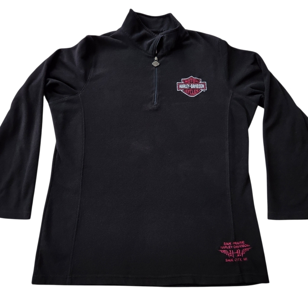 Harley Davidson Biker Lightweight Fleece Wing Embroidered Pullover Sz XL